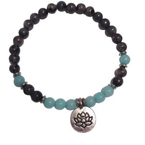 Polished Black Moonstone Beaded Bracelet Stretchy Adjustable